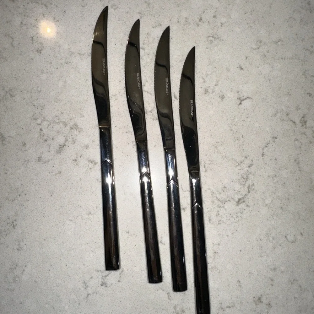 BRANDANI Steak Knives Stainless Steel Set Of 4 Inox Italian Style Serrated Silve